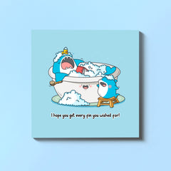 Shark in a bath tub birthday card