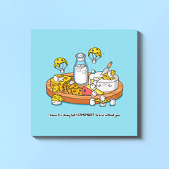 Cheese card on blue background