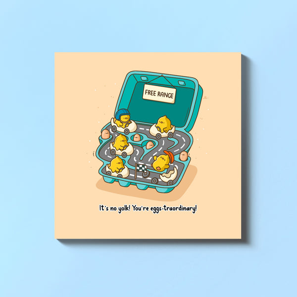 Chicks card on blue background
