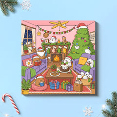Christmas card of chaos in the living room 