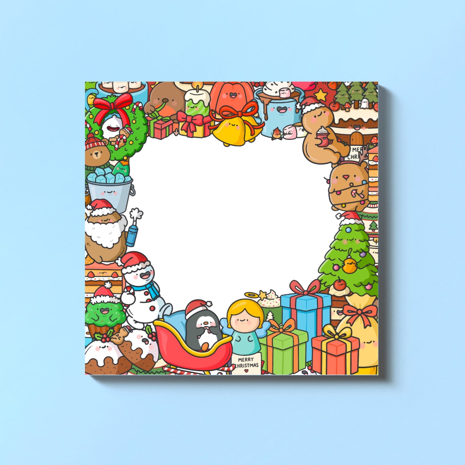 Christmas Toastedink Envelope design on blue table