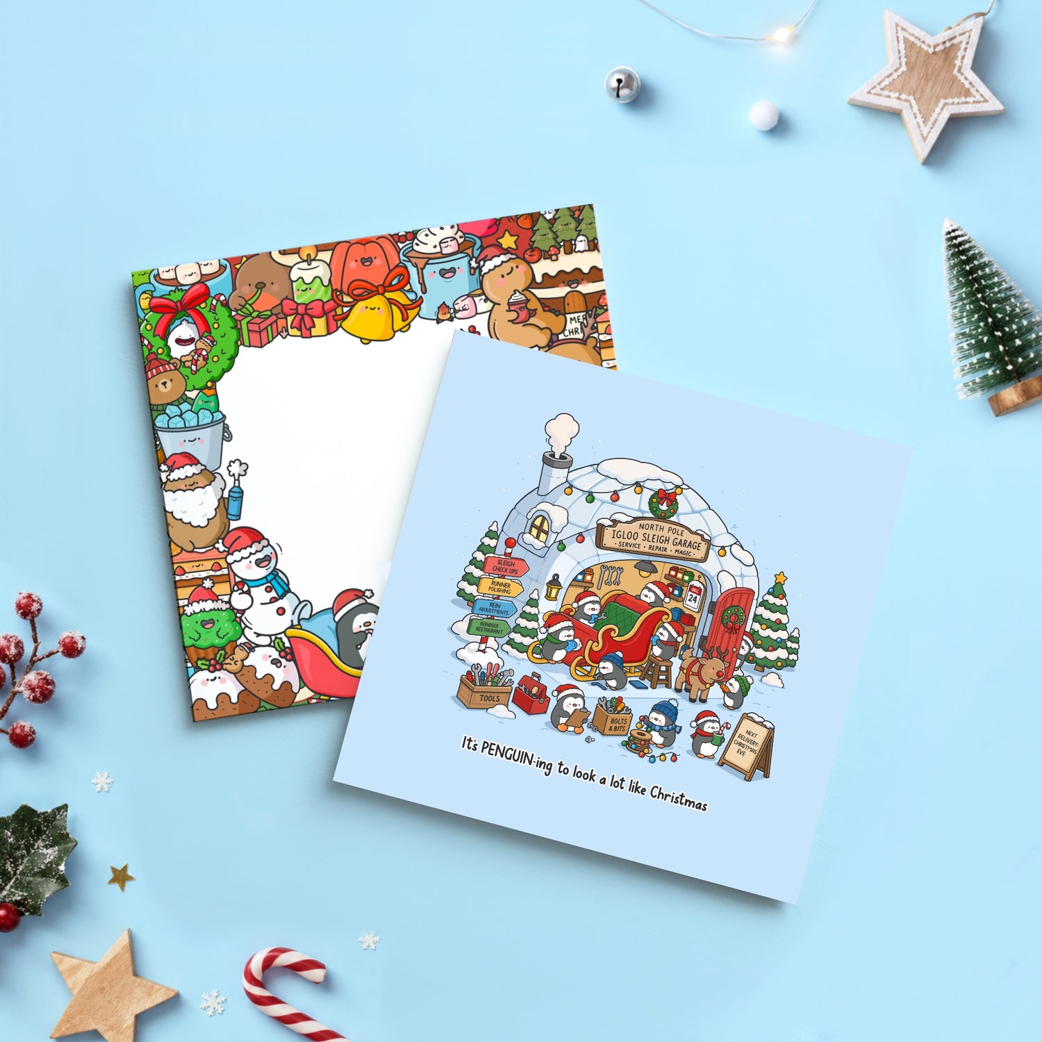 Christmas penguin card with Toastedink Christmas envelope