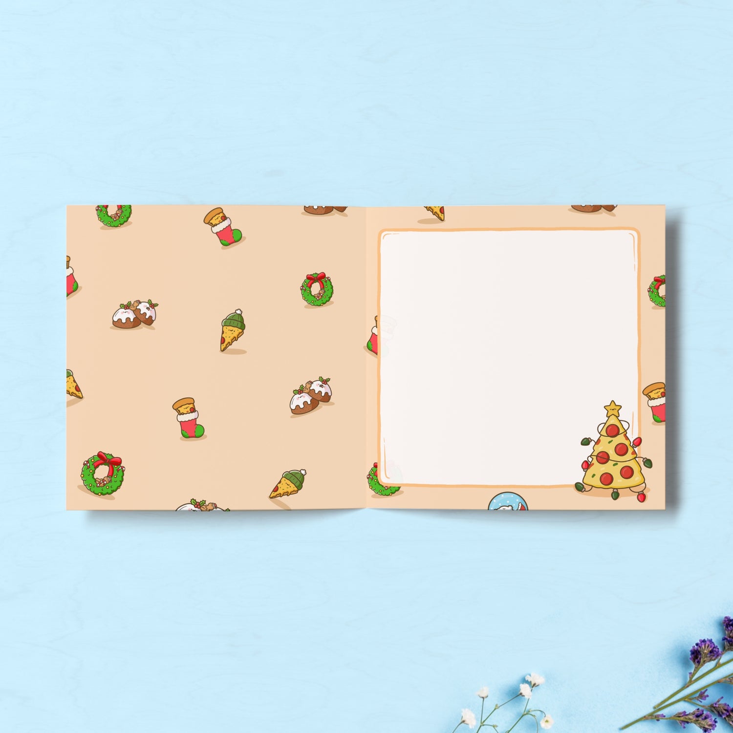 Pizza Christmas print inside card 