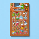 Christmas sticker sheet with whimsical illustrations