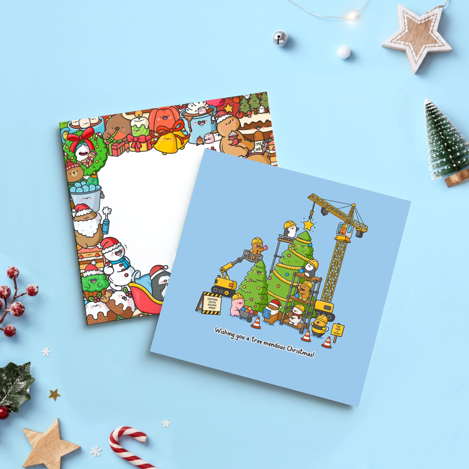 Christmas tree construction card with Toastedink Christmas envelope