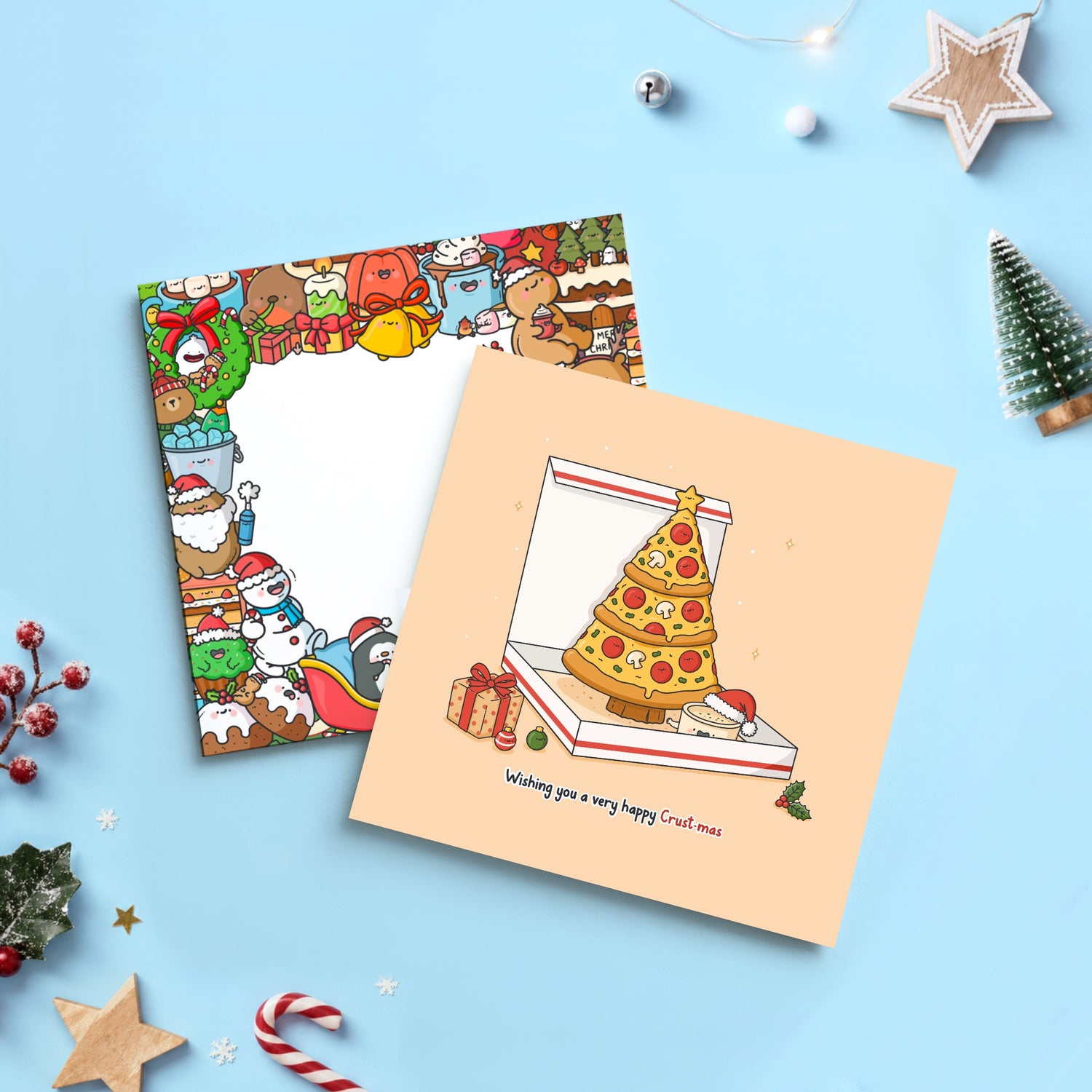 Pizza Christmas card with Toastedink Christmas envelope