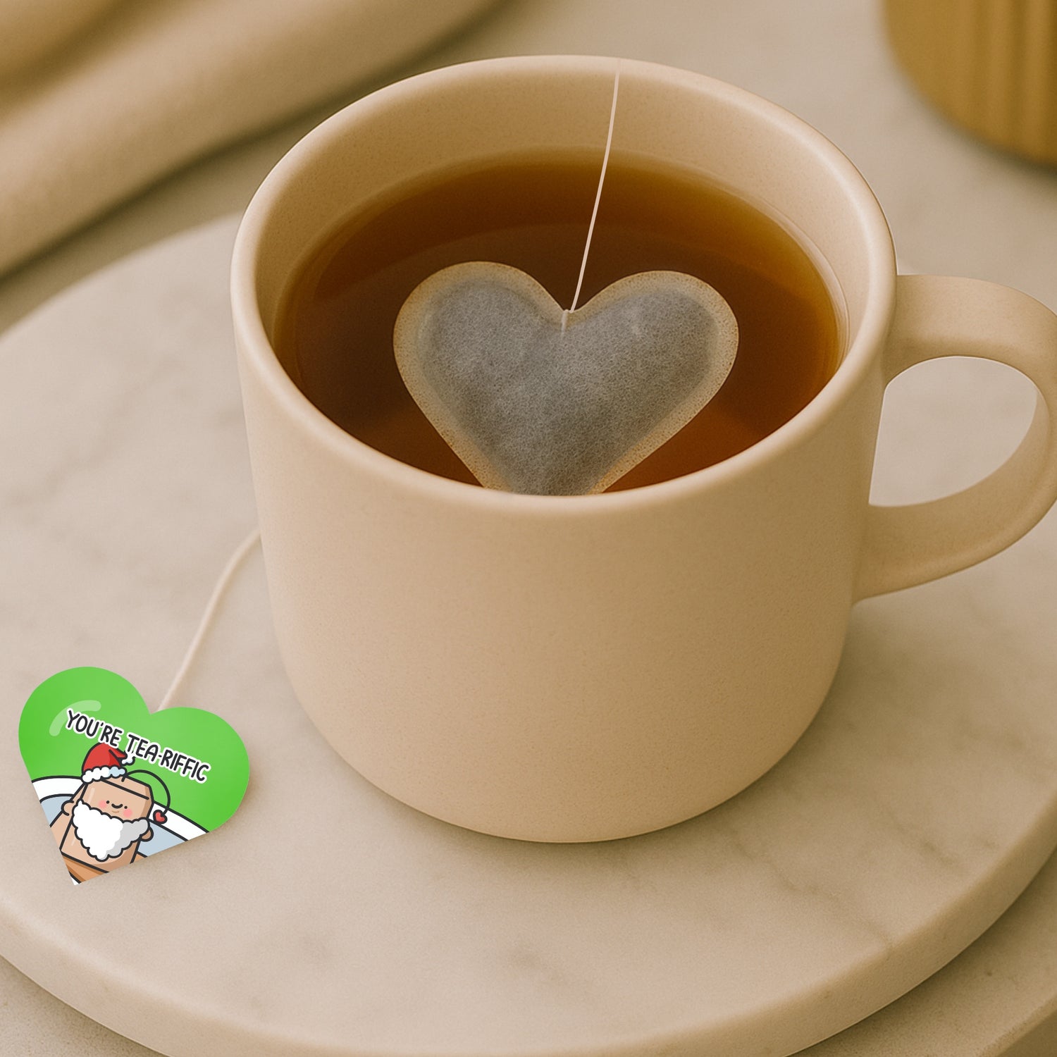 Christmas Heart Shaped Tea Bags