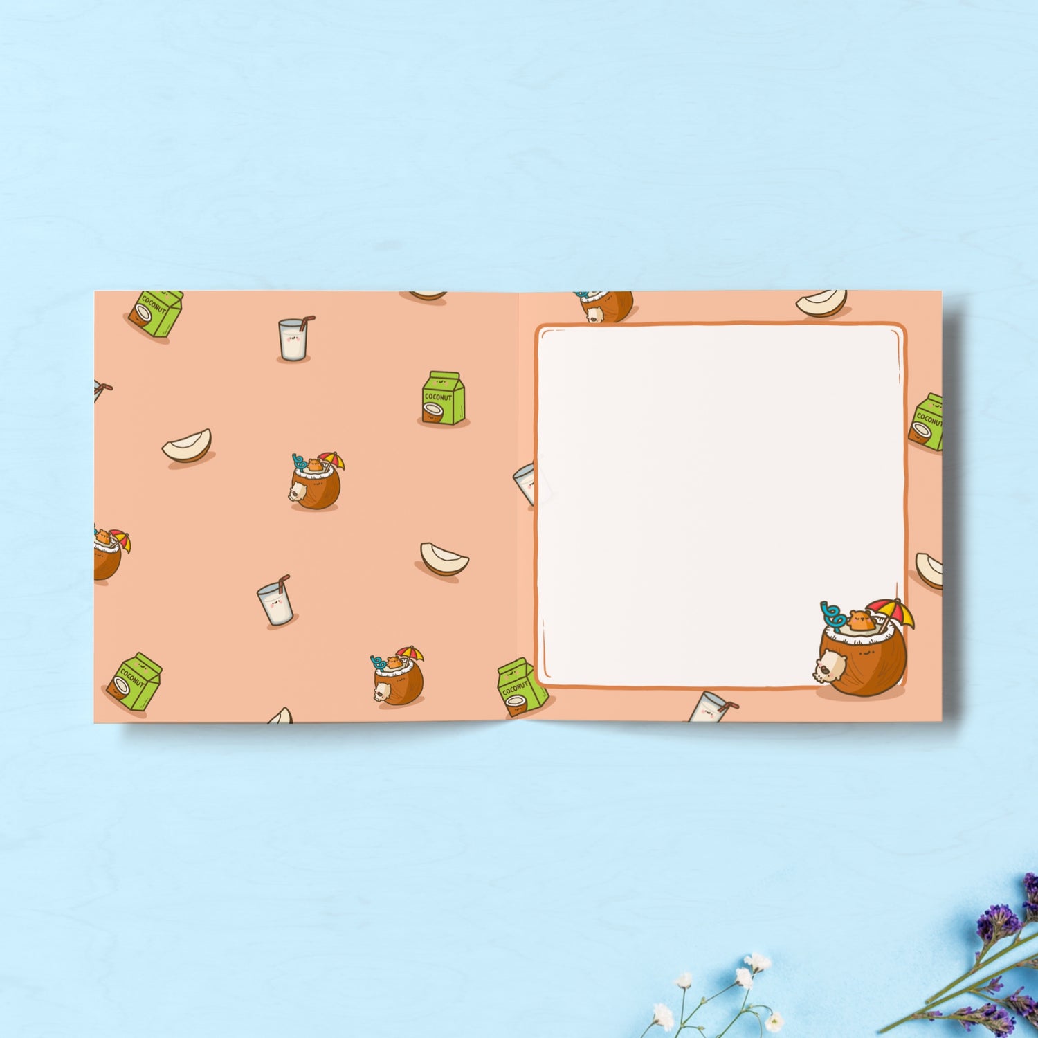 Coconut print inside card