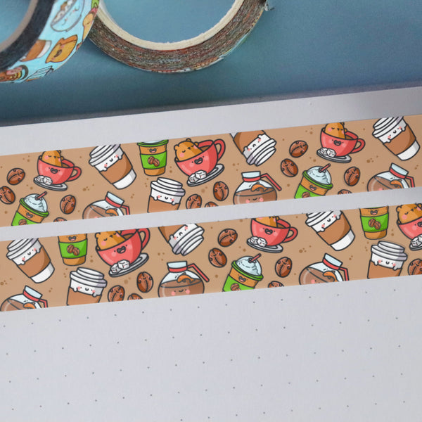 Coffee Washi Tape on blue table