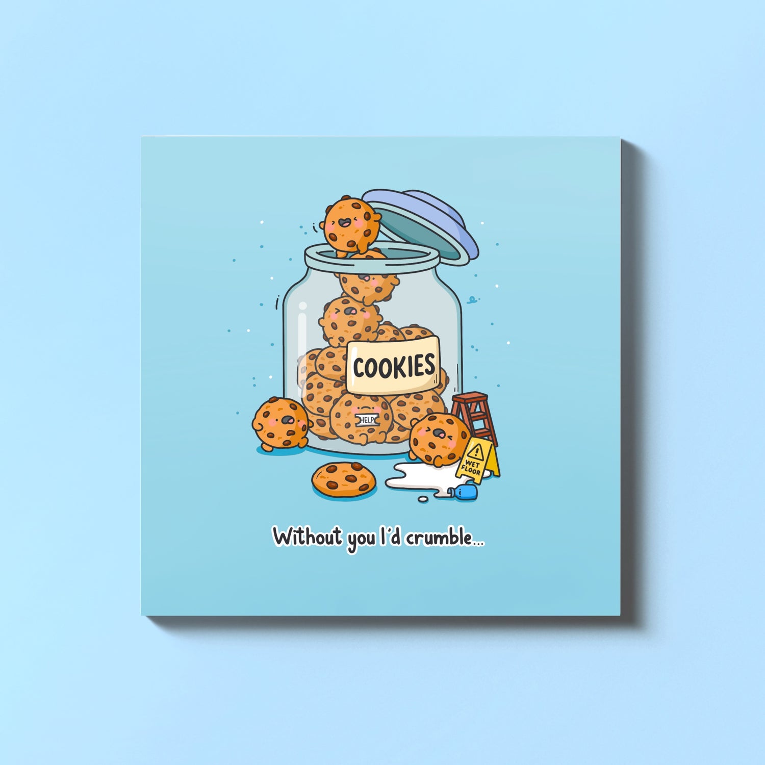 Cookies greetings card on blue table