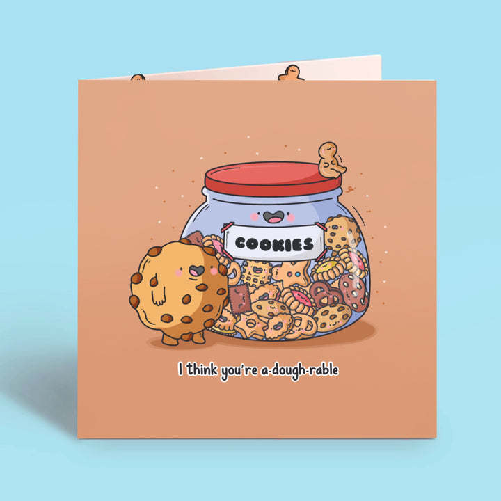 Cookies card on blue table