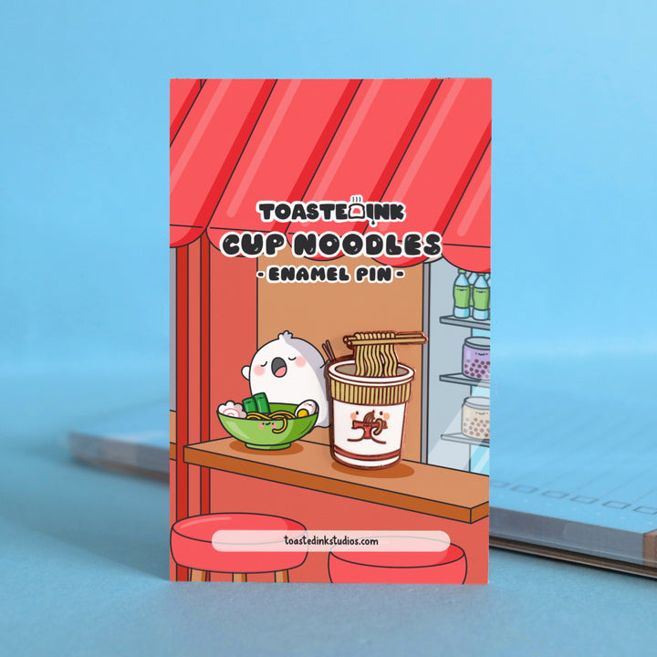 Cup noodles enamel pin on ramen bar backing pin