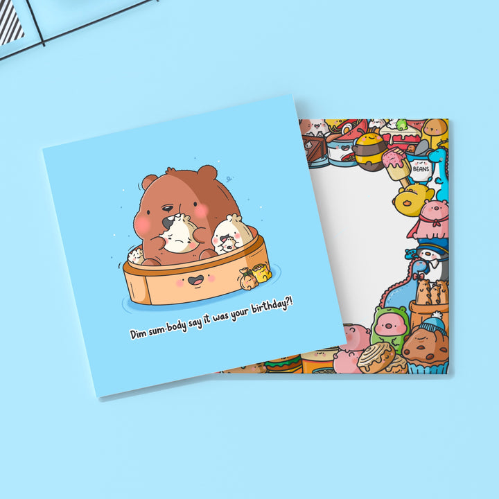 Dim sum bear birthday card with Toastedink envelope