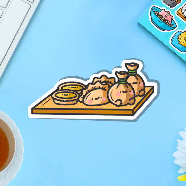 Dim sum vinyl sticker on blue table