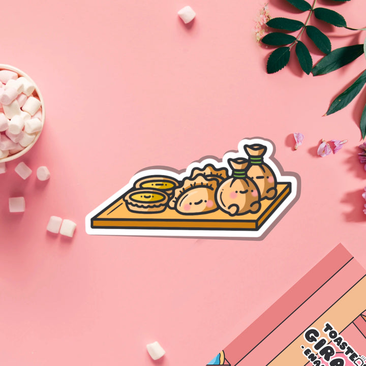 Dim sum vinyl sticker on pink table