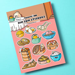 Dim sum sticker sheet on green table