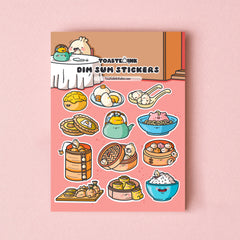 Dim sum sticker sheet on pink table