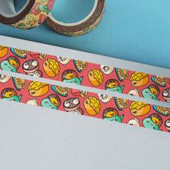 Dim sum washi tape on blue table