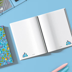 Dinosaur on dot grid notebook