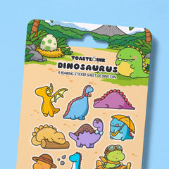 Close up of dinosaur sticker sheet 