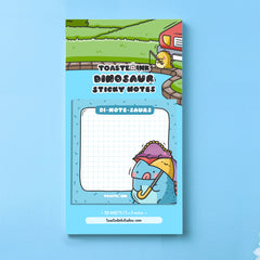 Dinosaur sticky notes on blue backing card