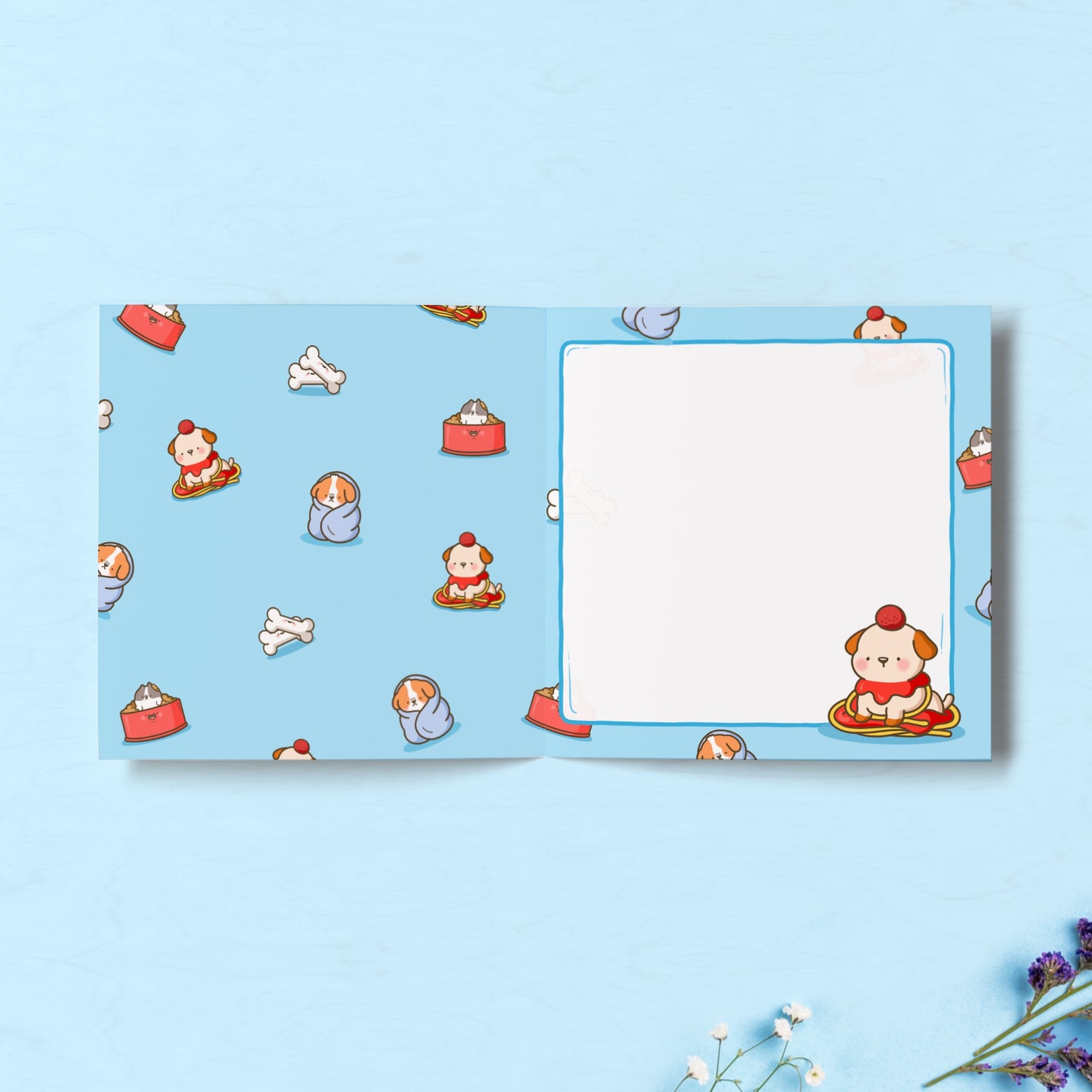 Cute dog illustrations inside card