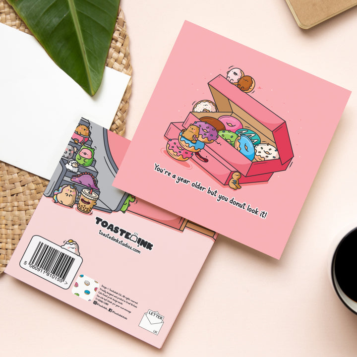 Donut card front and back design