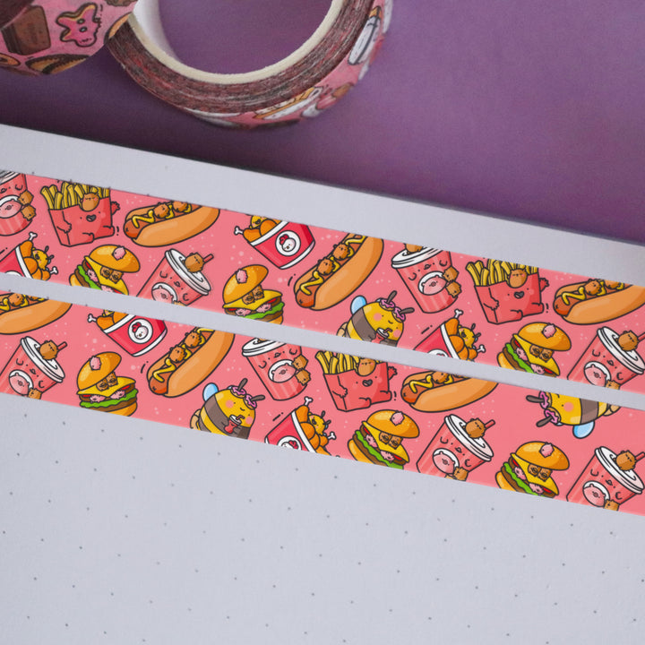 Fast Food washi tape on purple table