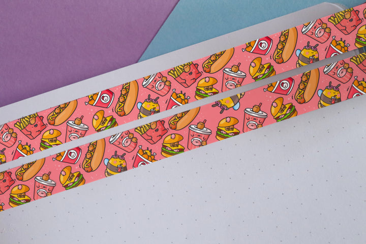 Fast Food washi tape on purple and blue table