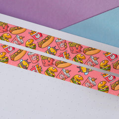 Fast Food washi tape on purple and blue table