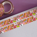 Food washi tape on purple table