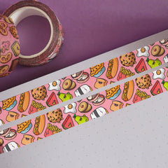 Food washi tape on purple table