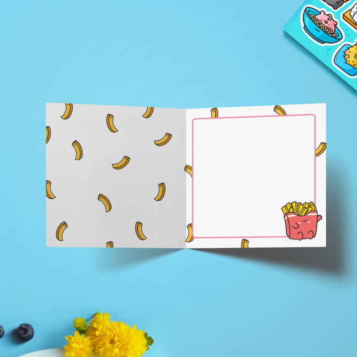 french fries print inside card