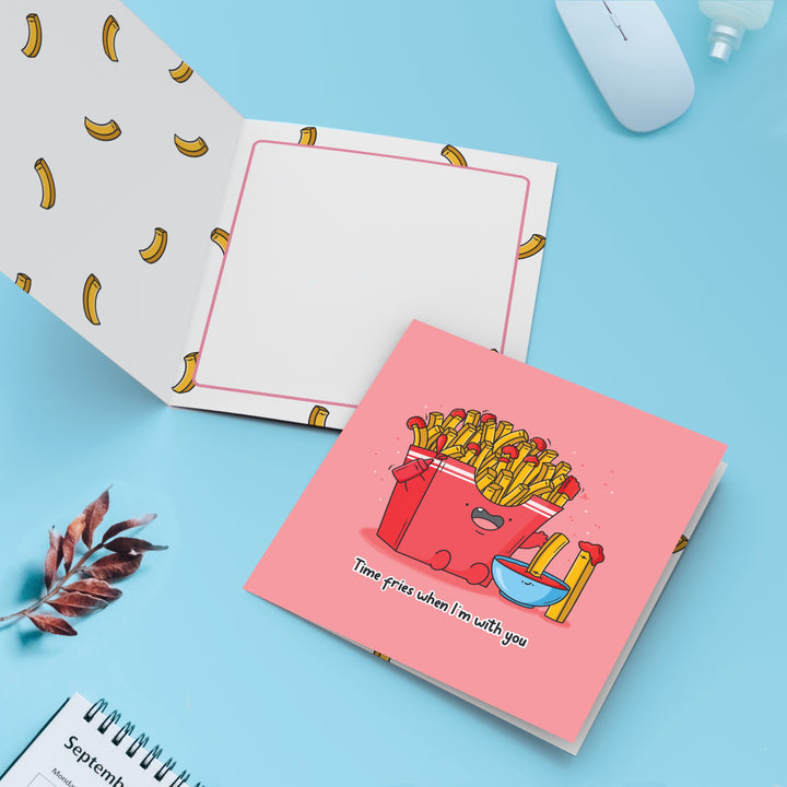 french fries card with fries print inside