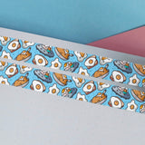 Fried egg washi tape on blue and pink table