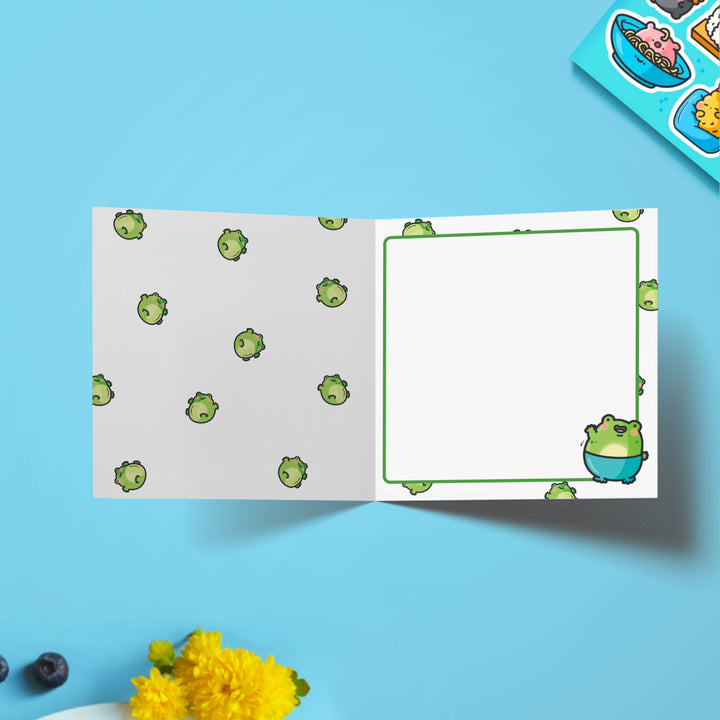 Frog Birthday Card inside frog print design