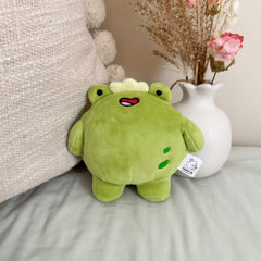 Frog plush keychain with beige cushion