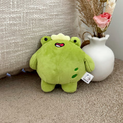 Frog plush keychain with flowers