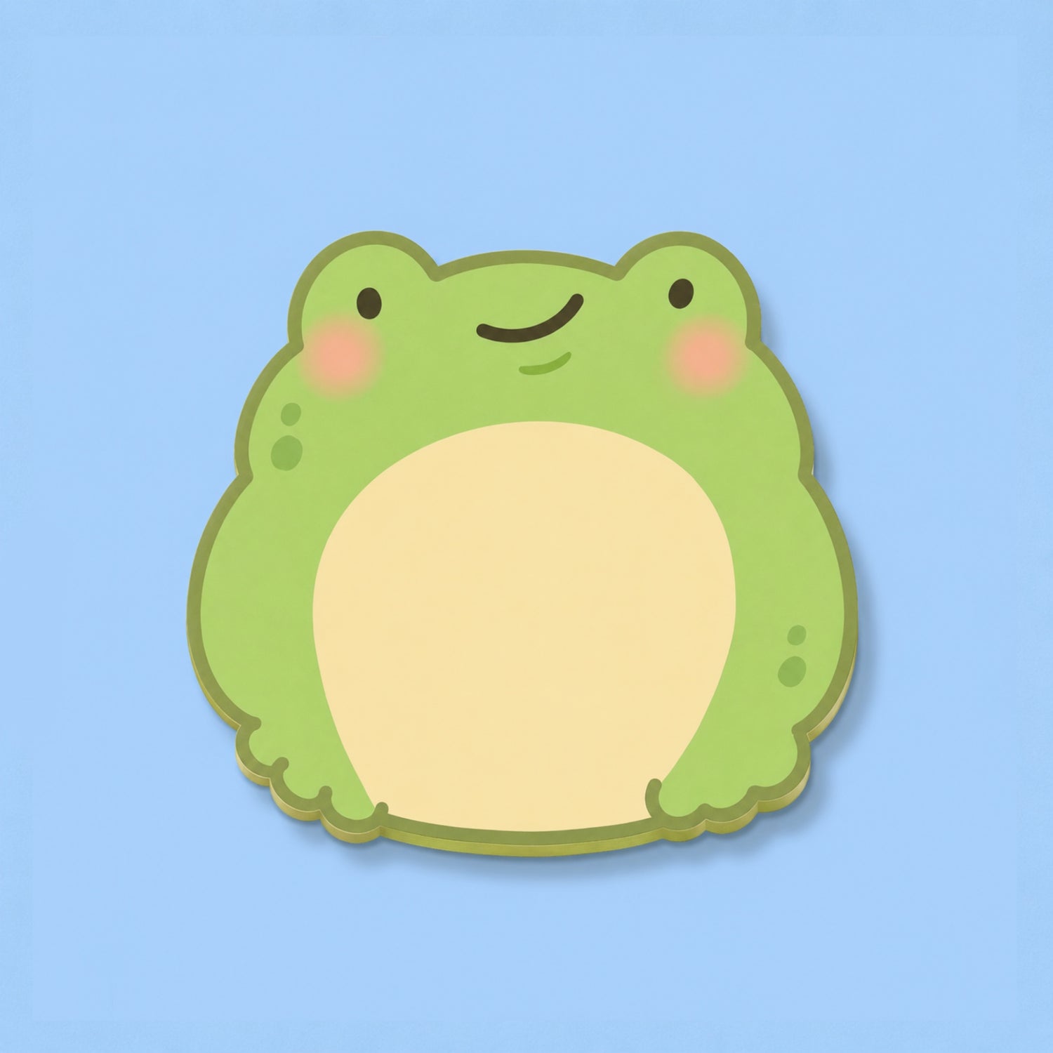Frog shaped sticky notes on blue background