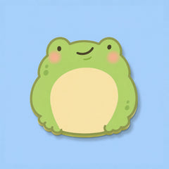 Frog shaped sticky notes on blue background