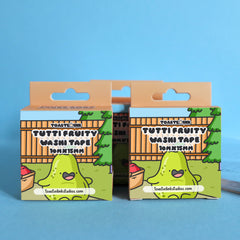 Fruit washi tape box on blue table