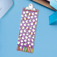 Ghost bookmark on blue table