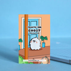 Ghost enamel pin on backing card