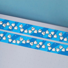 Ghost washi tape on notebook and blue background