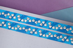 Ghost washi tape on purple and blue table