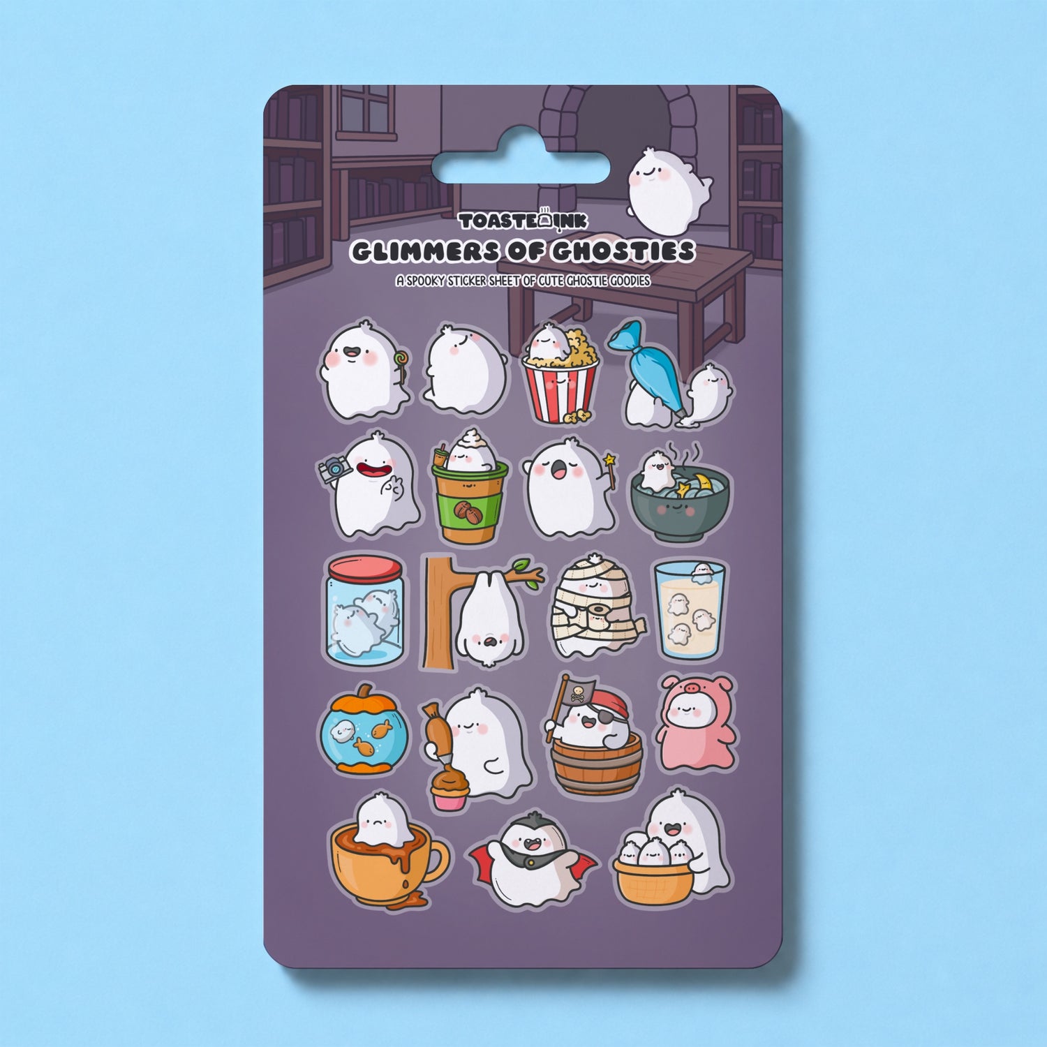 Ghost sticker sheet featuring whimsical ghost illustrations