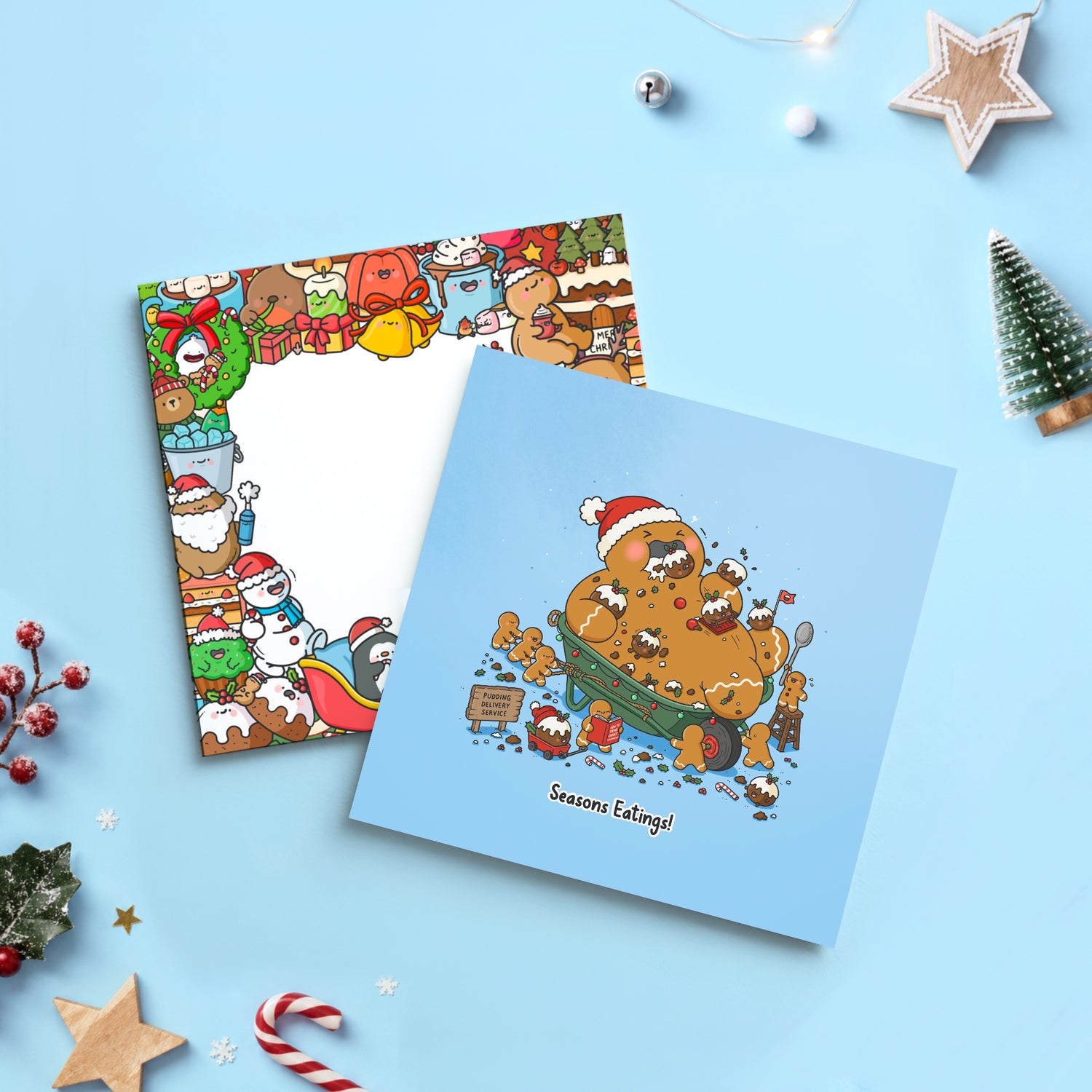 Gingerbread Christmas pudding card with Toastedink Christmas envelope