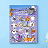 Halloween stickers on blue desk