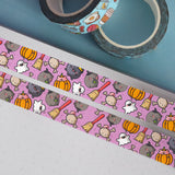 Halloween washi tape on blue table