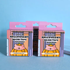 Halloween washi tape box on blue table